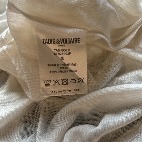 Zadig and Voltaire Shirt Tam Gold Tank Top Hand Painted Modal White Sz S NEW - Picture 11 of 14